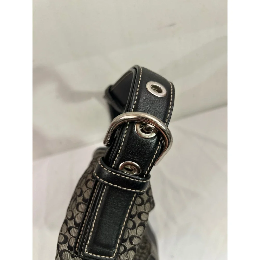 Coach Shoulder Bag Small Y2K Black Signature Jacquard Leather F10945 Women
